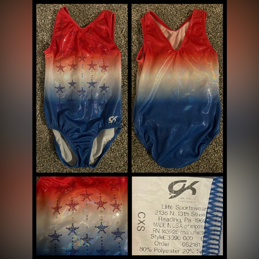GK American Dream Leotard Child Extra Small, Fast Shipper!
